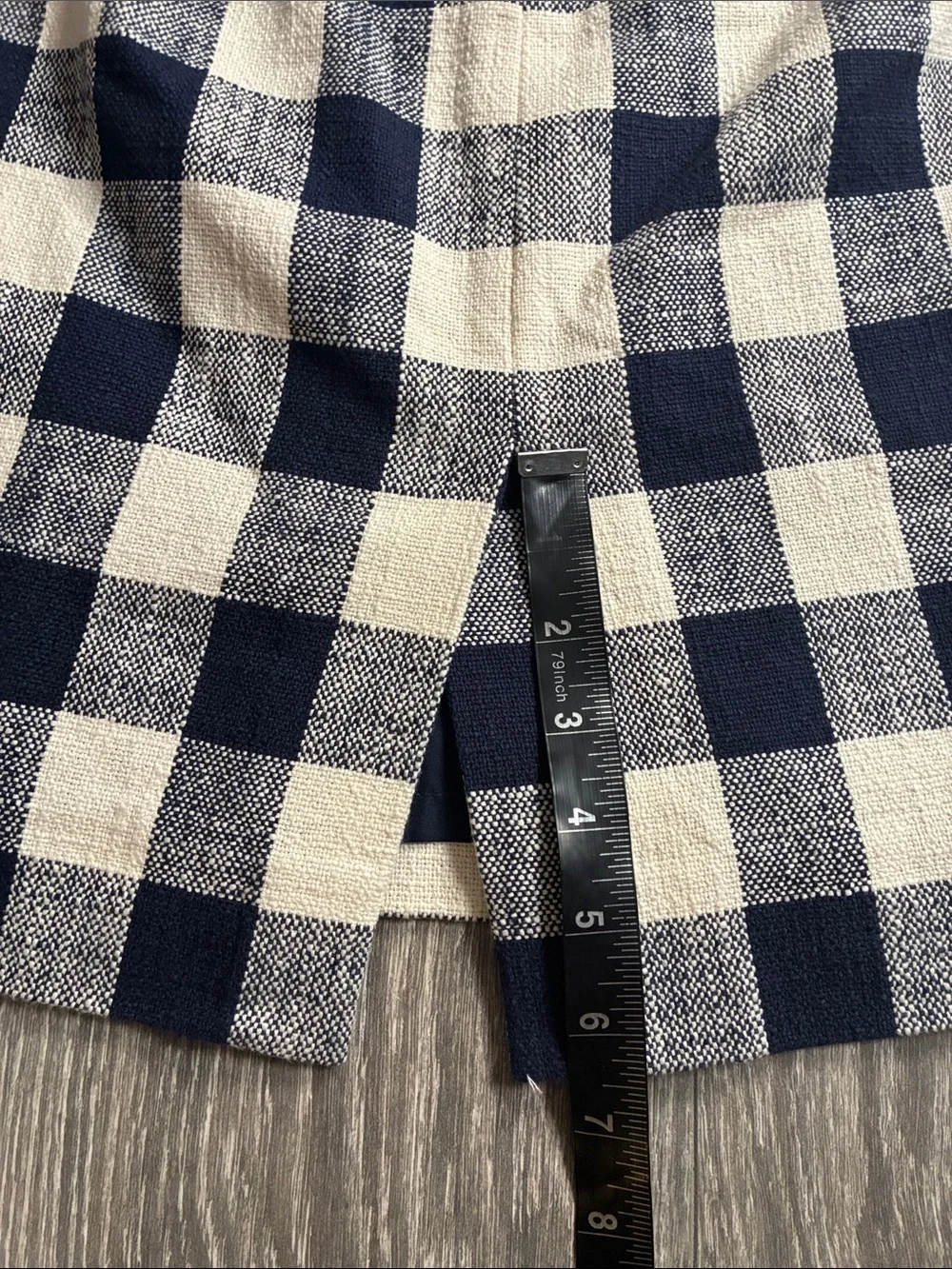 J. Crew Navy and White Gingham Pencil Skirt Size 4